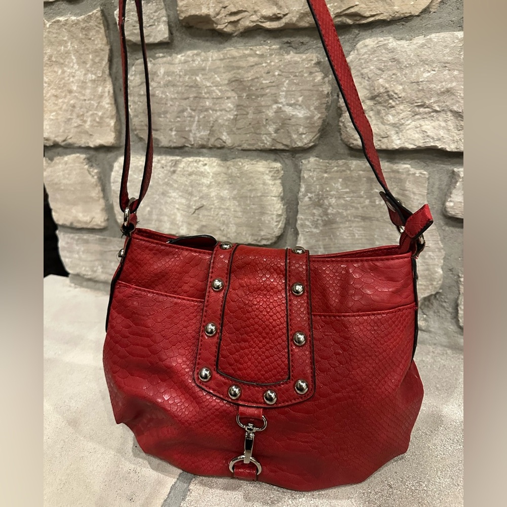 Jessica Simpson Red Textured Shoulder Bag
